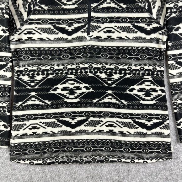 Eddie Bauer Fleece Pullover Sweater Top Womens M Black Western Aztec 1/4 Zip - Picture 4 of 13